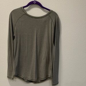 Classic Olive Striped Long Sleeve Tee